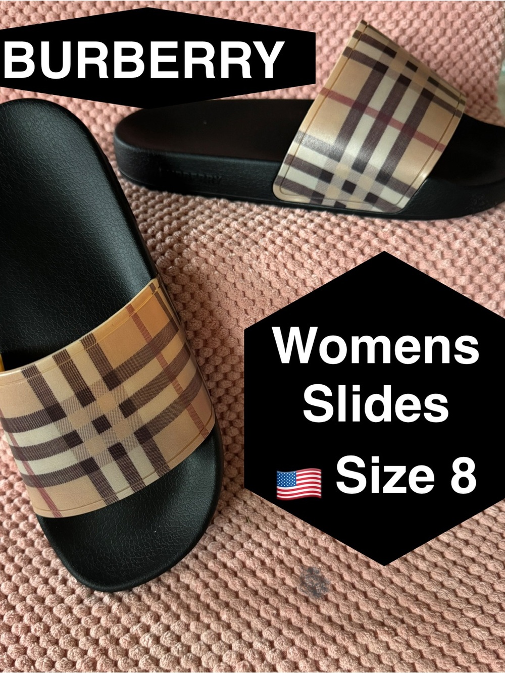 BURBERRY Nova Check SLIDE Sandals 🔥NEW/ Never Worn! Size 8